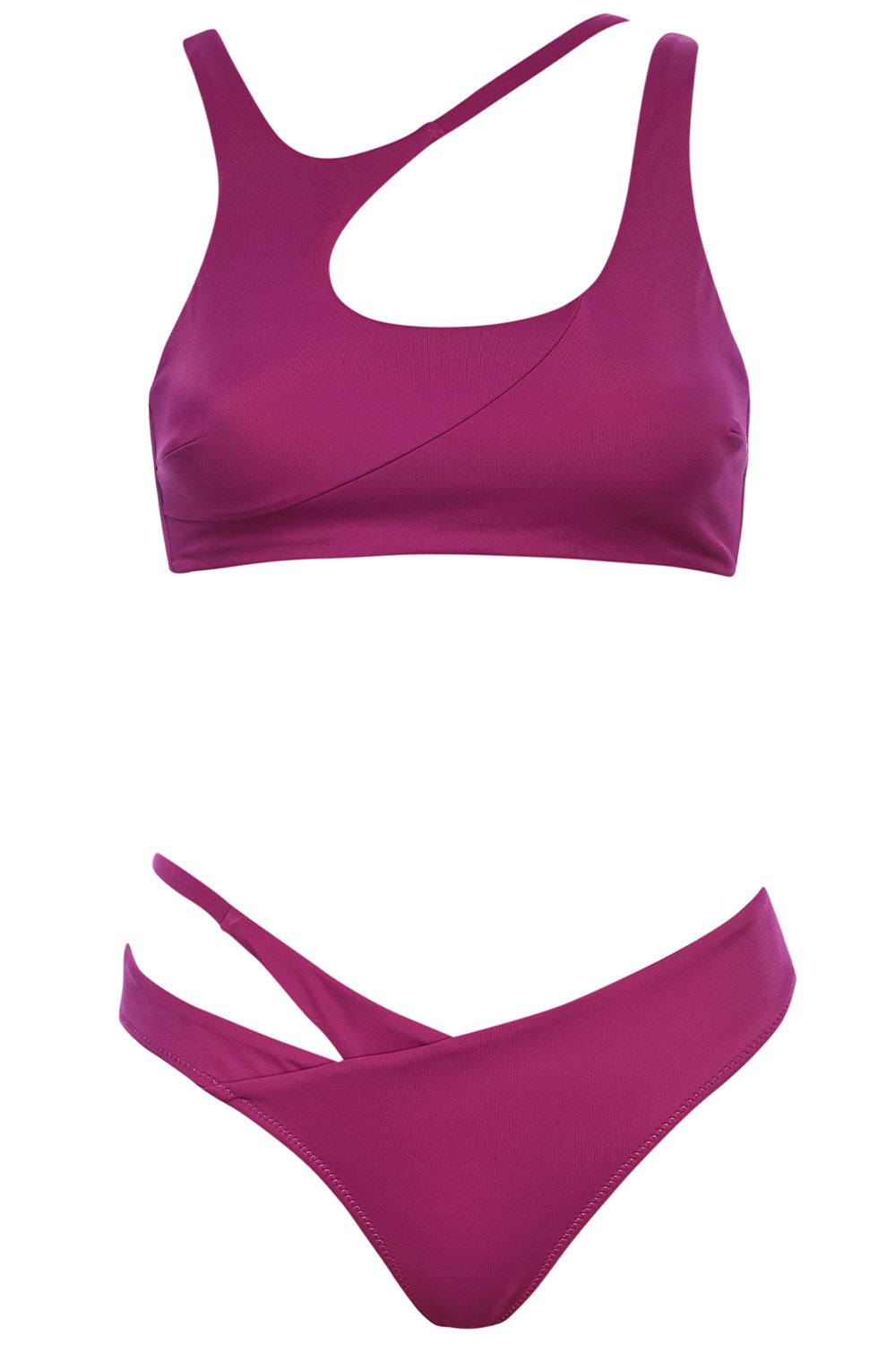 Burgundy-bikini-set-asymmetric-front