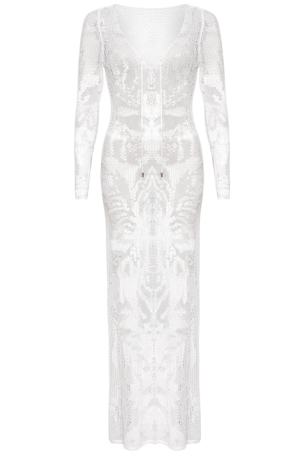 white-crochet-dress-cancun-long-sleeve-front